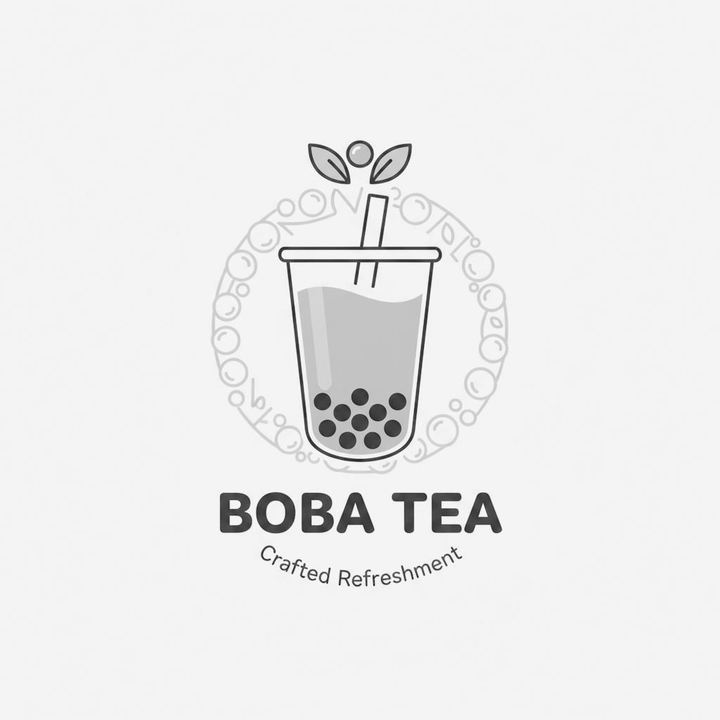 Boba Tea Concept Logo Black and White