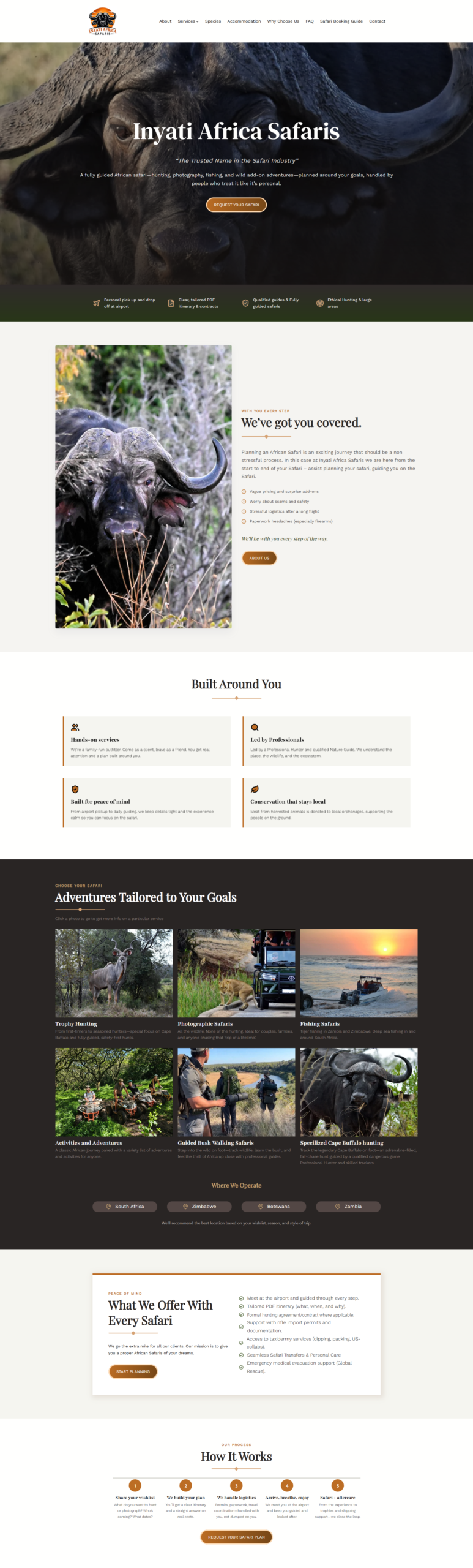 Inyati Africa Safaris website designed by Bernardi Media