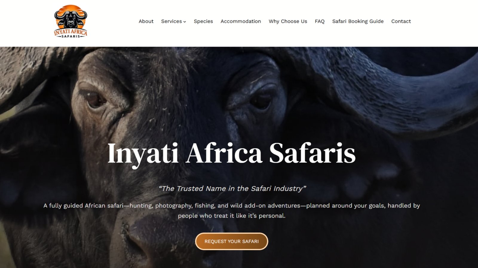 Inyati Africa Safaris Homepage Screenshot - Bernardi Media
